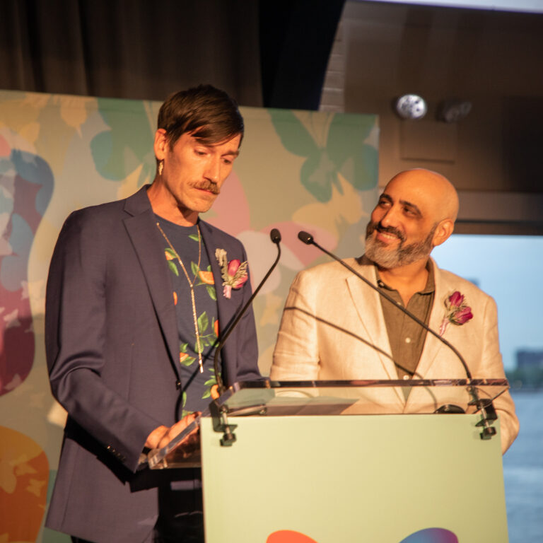 Paramount PROUD's, Jay Randall & Lee Grossman accept Live Out Loud's Spirit of Champions Award. (Credit: Ken Paprocki)